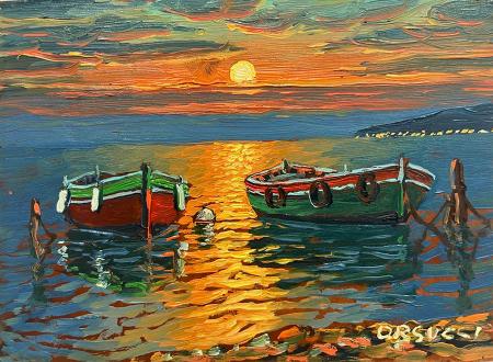 Art work by Massimo  Orsucci  Paesaggio marino  - oil table 